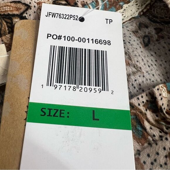 Mason & Belle Floral Ruffle Blouse Top Womens Large Split Neck Long Sleeve Boho - Picture 6 of 6